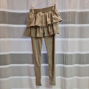 Chic Grey Ruffle Skirt Kids Leggings